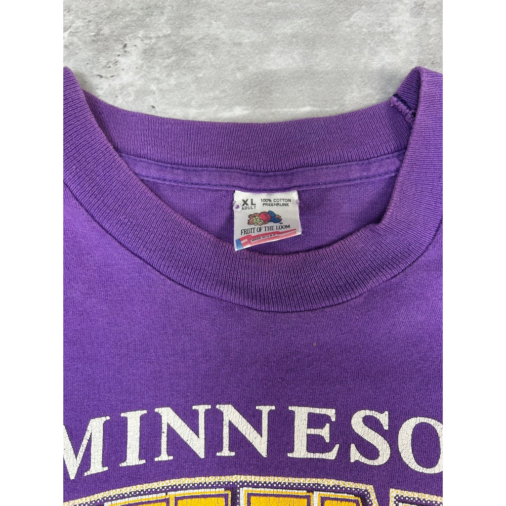 Vintage 1993 Minnesota Vikings NFL Spellout Graphic Button Up Shirt Size XL