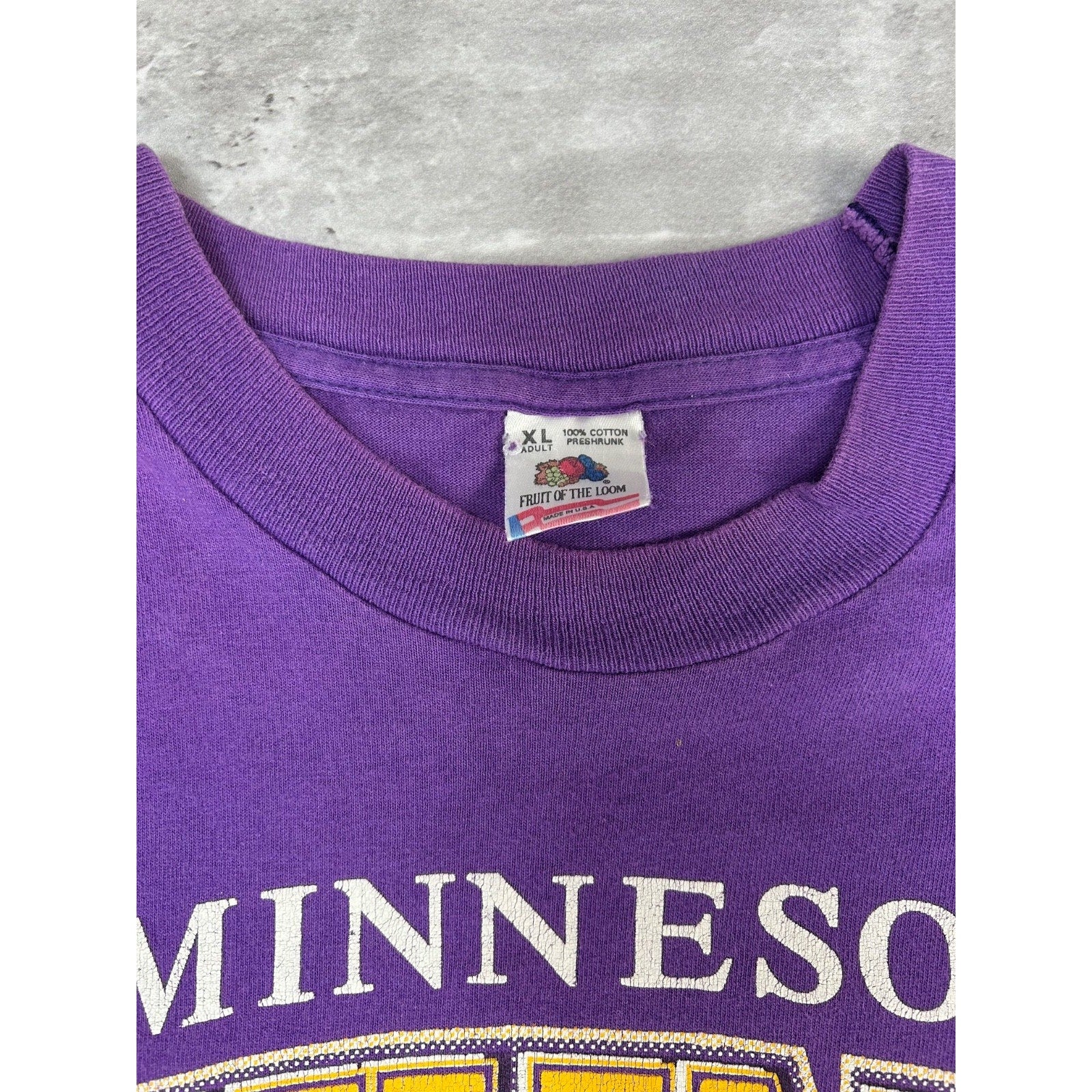 Vintage 1993 Minnesota Vikings NFL Spellout Graphic Button Up Shirt Size XL