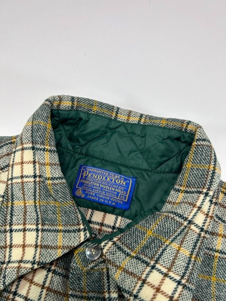 VTG 80s/90s Pendleton Wool Plaid Double Pocket Long Sleeve Button Up Shirt Sz XL