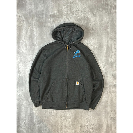 Vintage Carhartt Detroit Lions Workwear Full Zip Hooded Sweatshirt Size Large