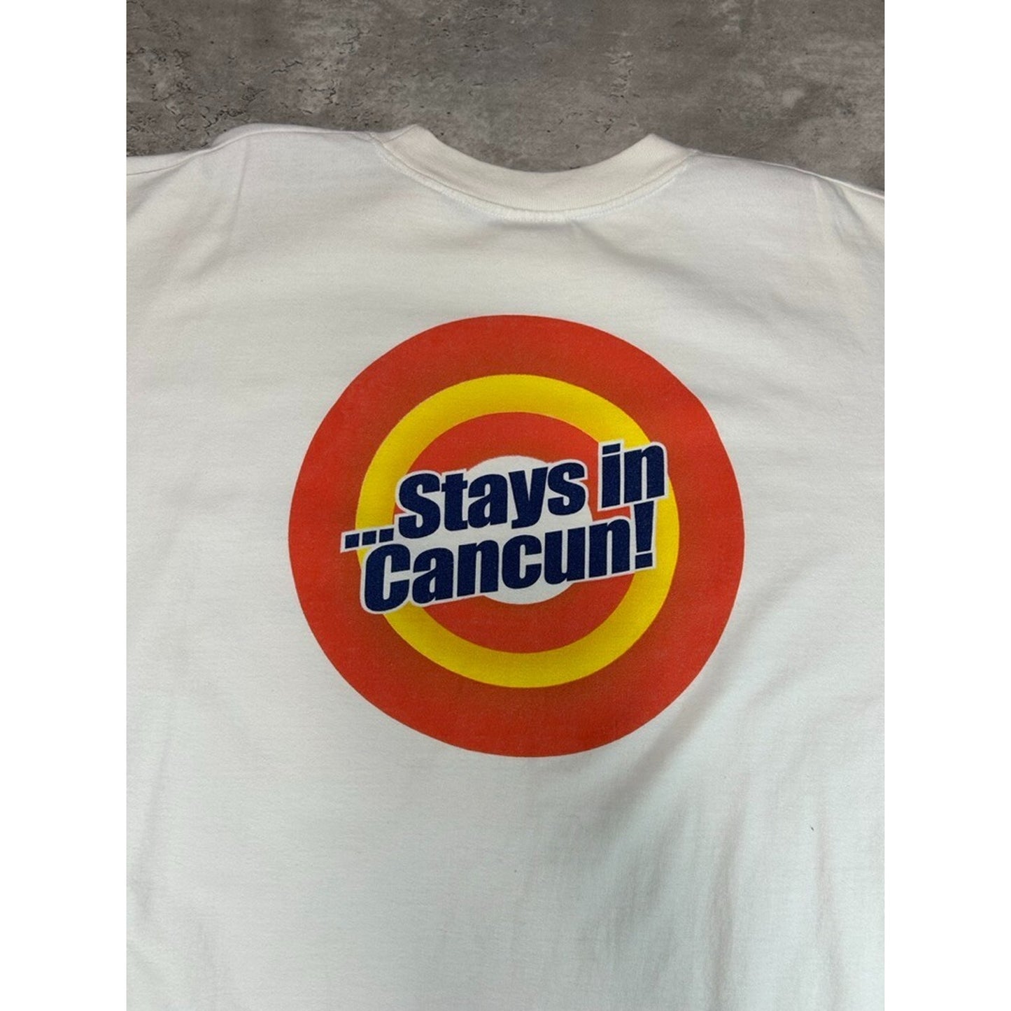 Vintage Y2K Fubu What Happens In Cancun Spellout Graphic T-Shirt Size XL