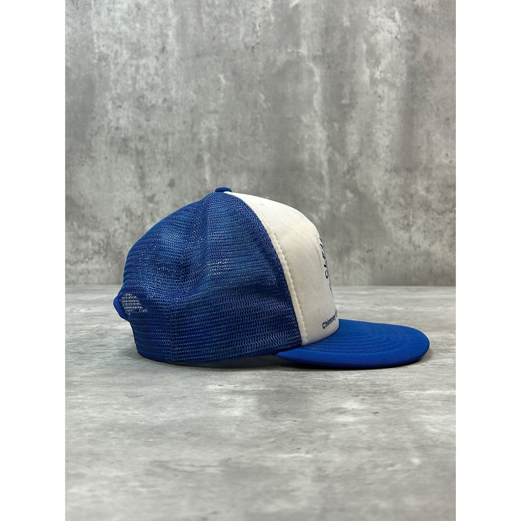 Vintage 90s Clean Sweep Chimney Cleaning Graphic Trucker Snapback Hat OSFA