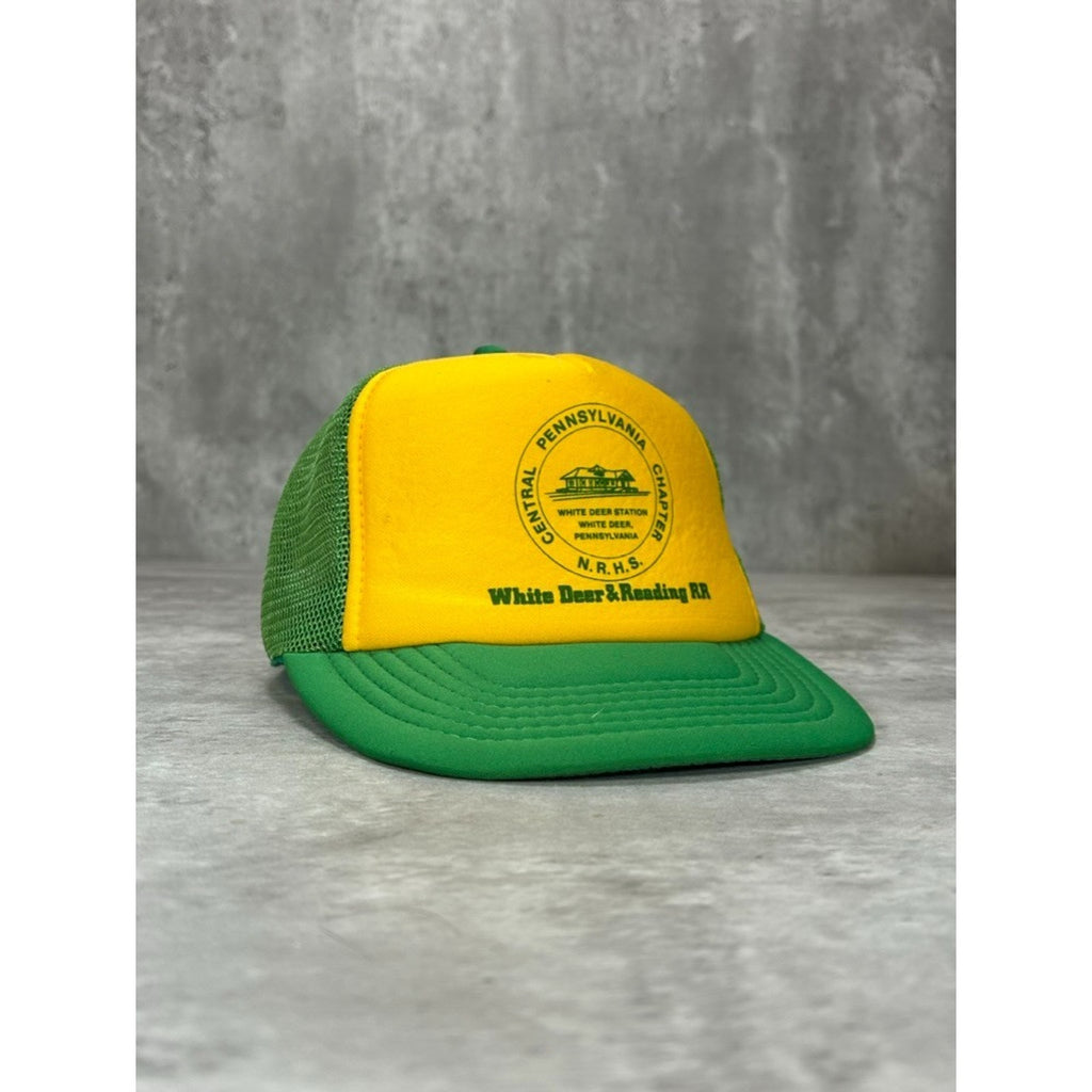 Vintage 90s White Deer & Reading RR Destination Trucker Snapback Hat OSFA