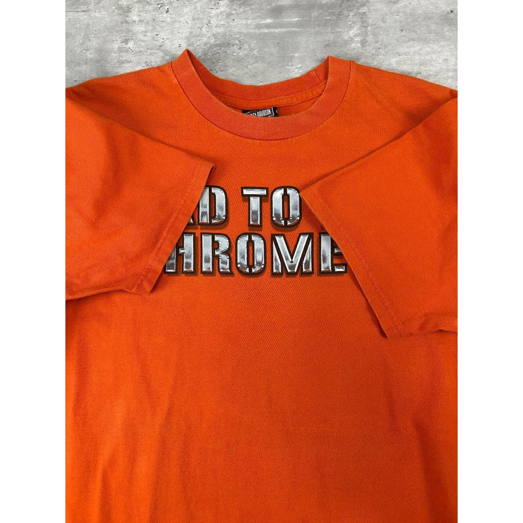 Harley Davidson Bad To The Chrome Motorcycle T-Shirt Size XL Orange