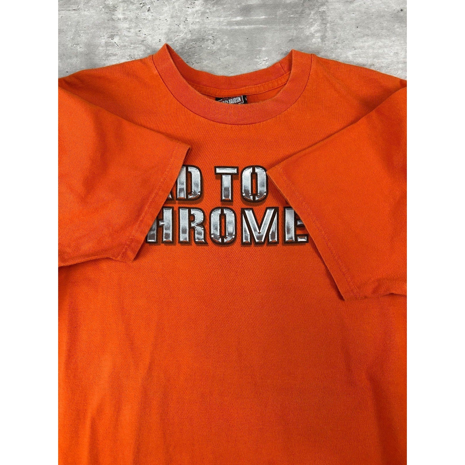 Harley Davidson Bad To The Chrome Motorcycle T-Shirt Size XL Orange