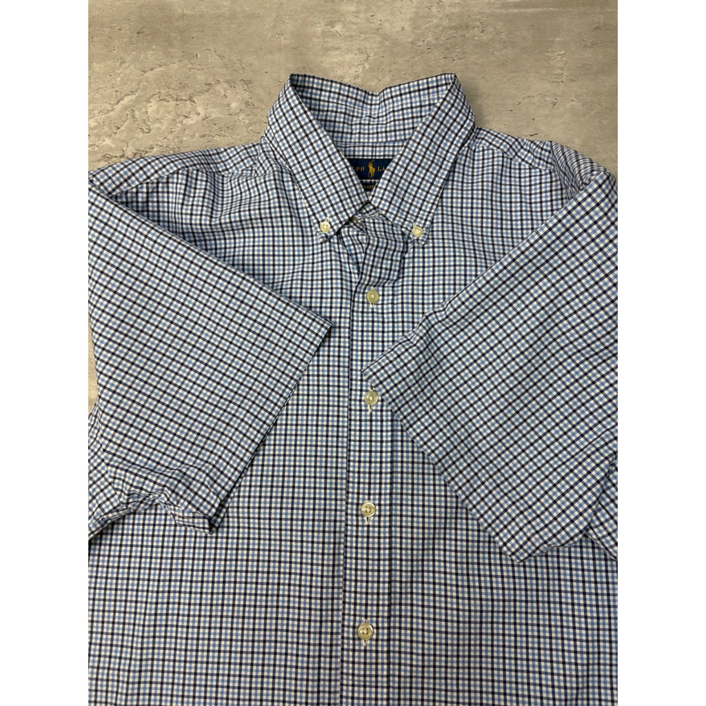 Vintage Polo Ralph Lauren Embroidered Pony Plaid Button Up Shirt Size Large