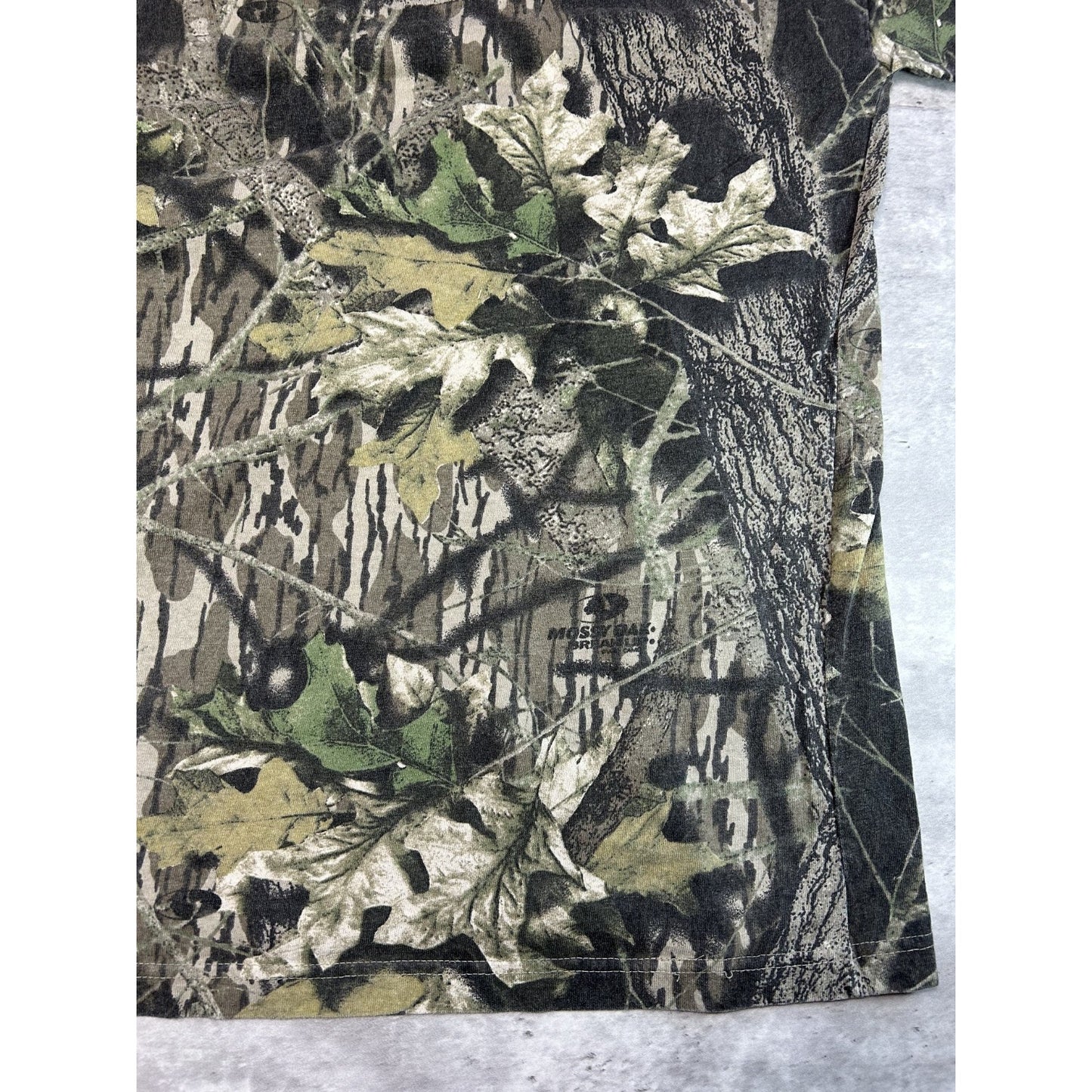 Vintage Jerzees Outdoors Mossy Oak Tree Camo 1/4 Button Hunting T-Shirt Sz 2XL