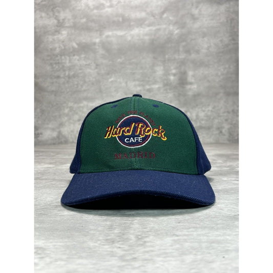 Vintage 90s Hard Rock Cafe Madrid Embroidered Logo Snapback Hat OSFA