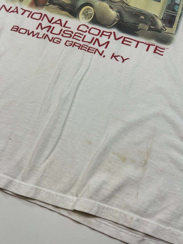 Vintage 1995 Corvette National Museum Car Graphic T-Shirt Size 2XL White 90s