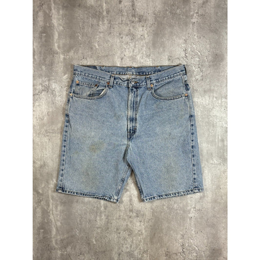 Vintage Levis 505 Red Tab Regular Fit Light Wash Denim Shorts Size 36 Blue