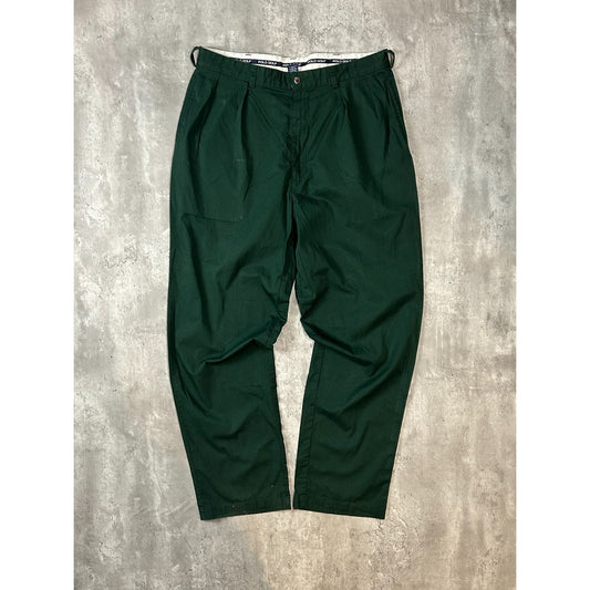 Vintage 90s Polo Golf Embroidered Crest Trouser Style Pants Size 35 Green