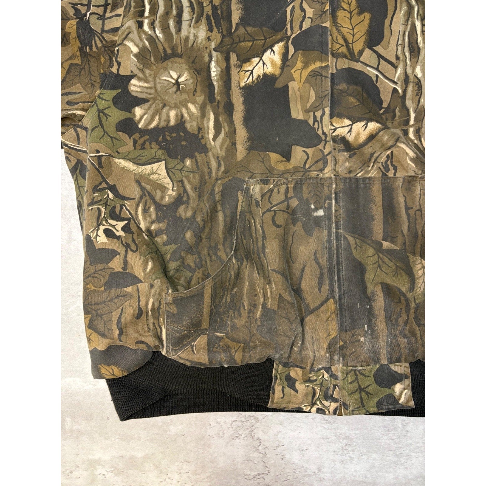 Vintage Insulated Tree Camo Hunting Hooded Bomber Jacket Size XL