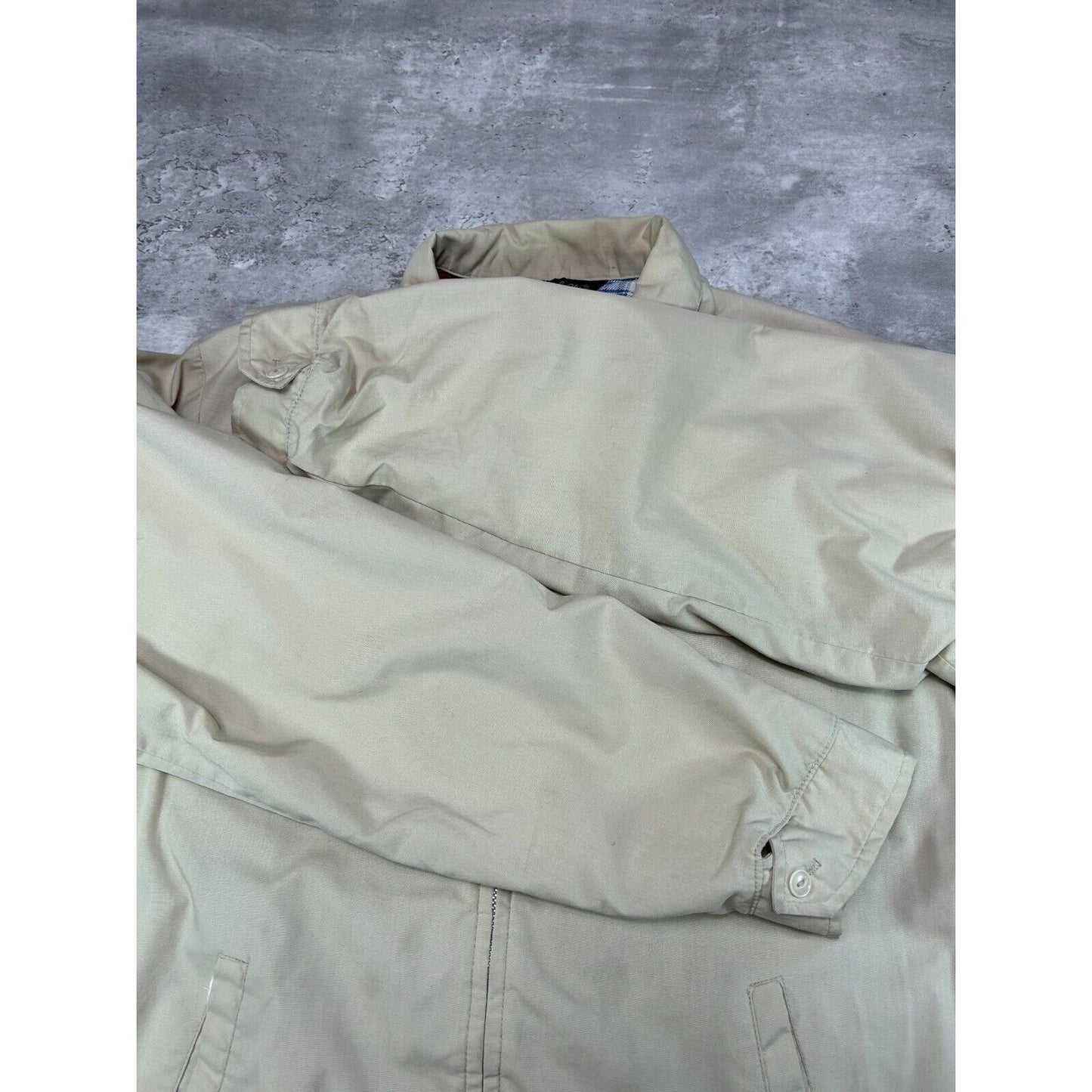 Vintage 1970s Beige Plaid Lined Harrington Style Ricky Jacket Size XL Beige