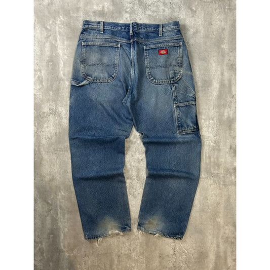 Vintage Dickies Medium Wash Denim Workwear Carpenter Pants Size 38 Blue