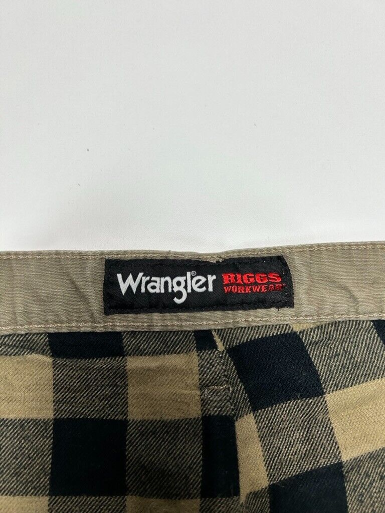 Wrangler Riggs Plaid Lined Ripstop Canvas Workwear Carpenter Cargo Pants Size 32