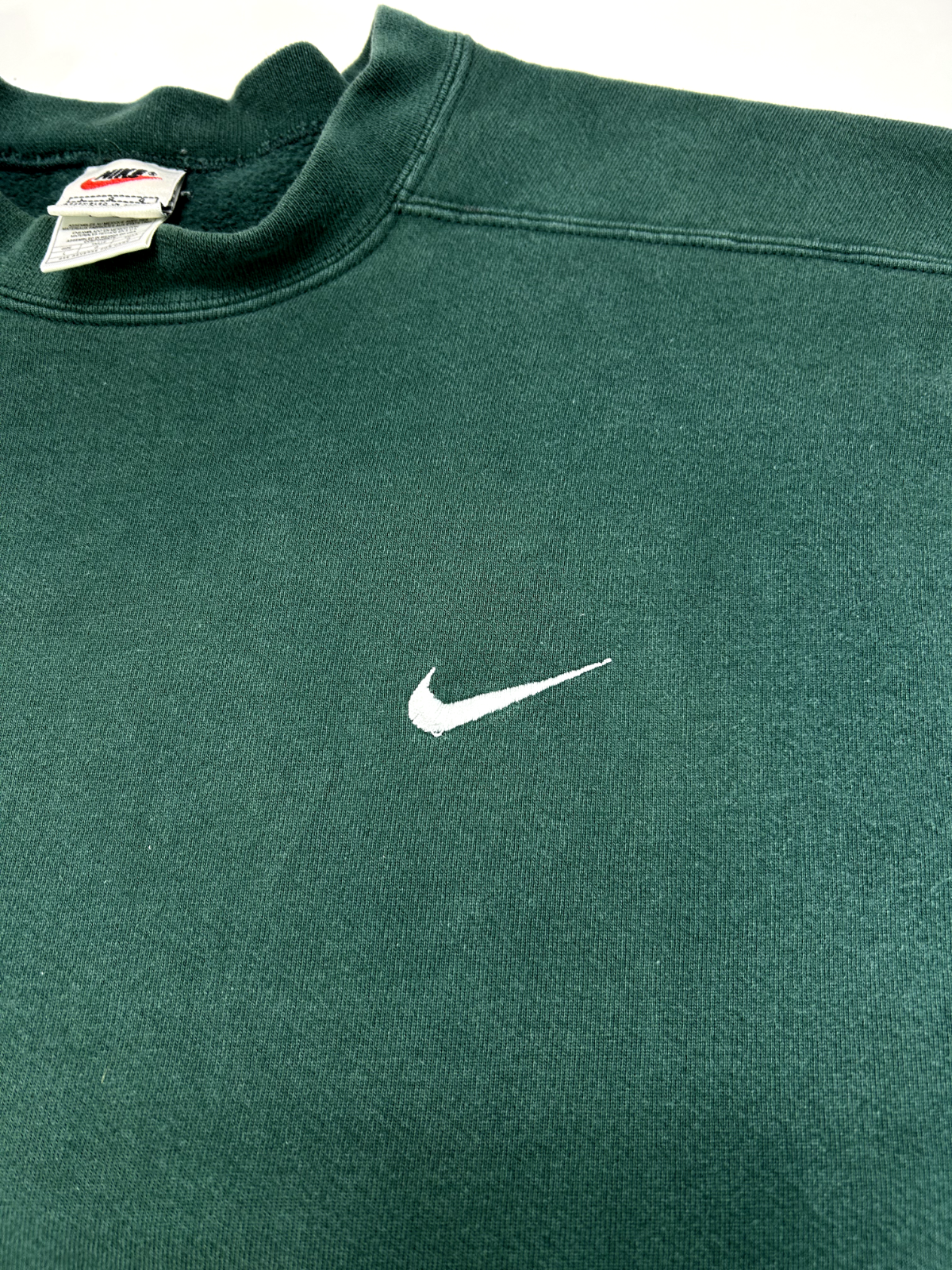 Vintage 90s Nike Embroidered Mini Swoosh Crewneck Sweatshirt Size Large Green