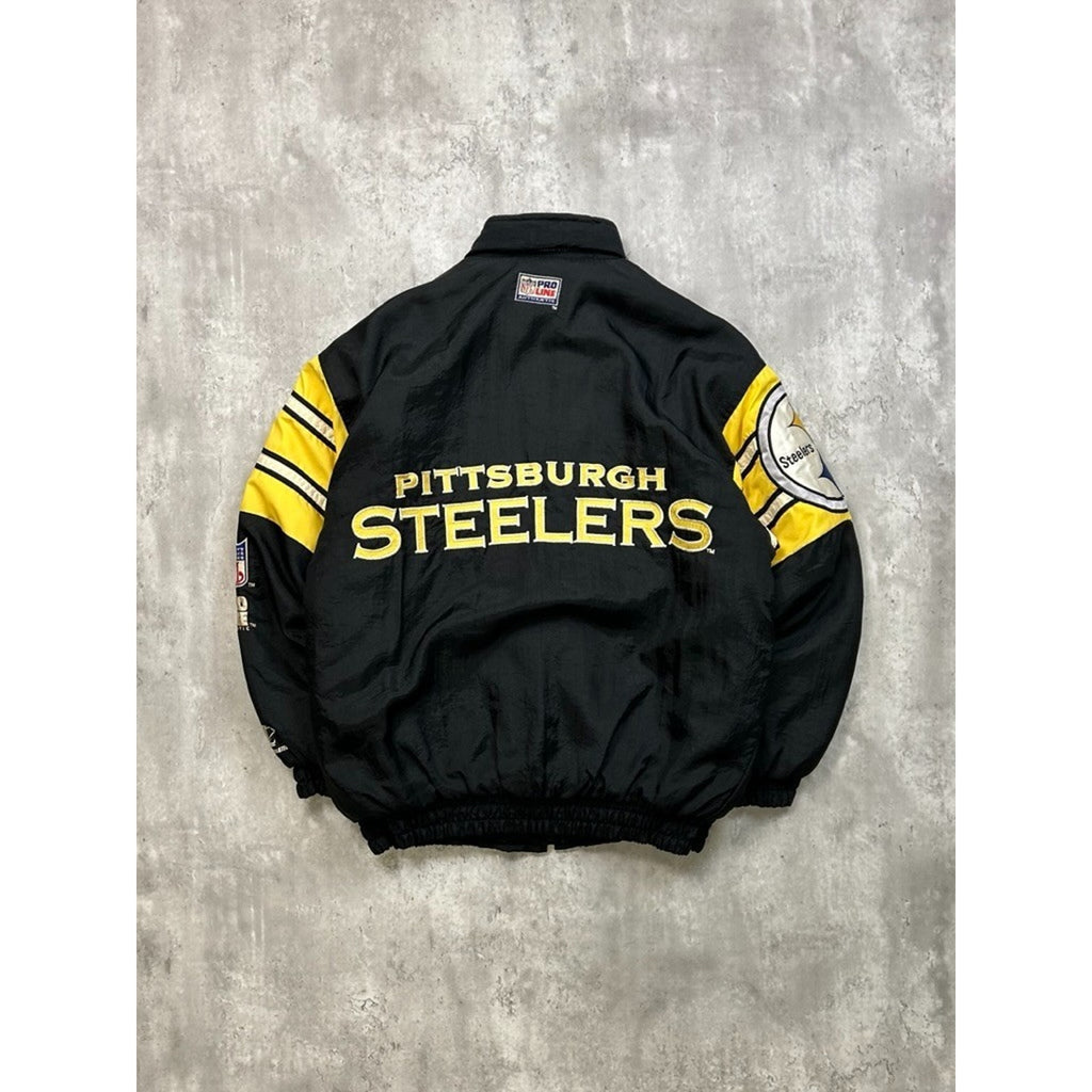 Vintage 90s Pittsburgh Steelers NFL Insulated Full Zip Jacket Size Medium