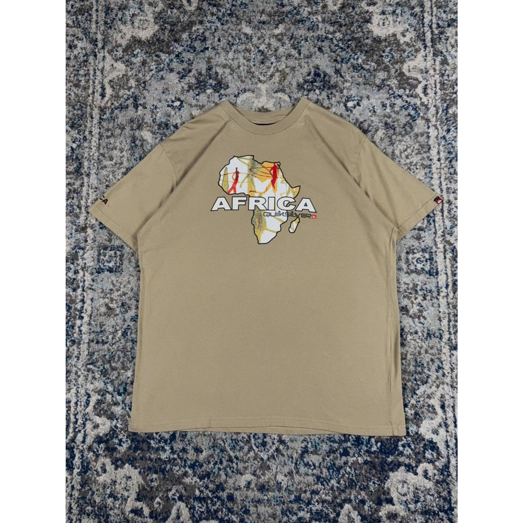 Vintage Y2K Quiksilver Africa Spellout Logo Continent Graphic T-Shirt Size XL
