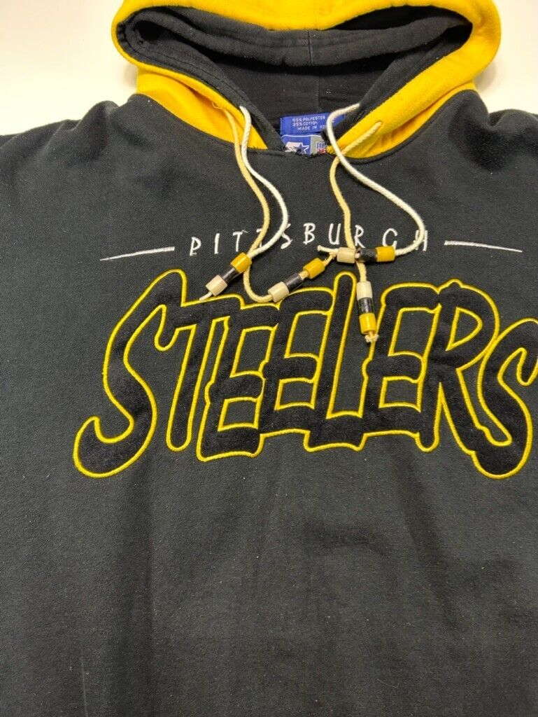 Vintage 90s Pittsburgh Steelers NFL Starter Double Hooded Sweatshirt Size Large