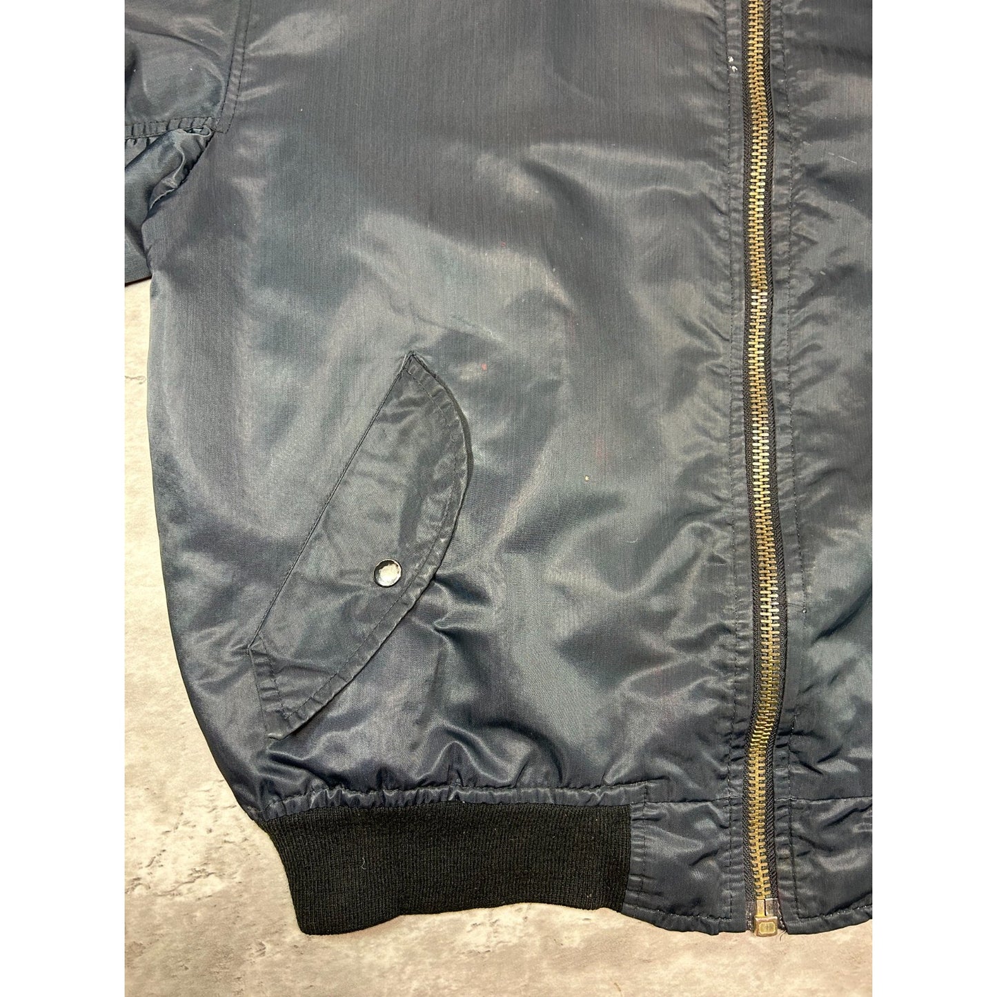 Vintage 80s Military Full Zip Pilots Bomber Jacket Size Large Black