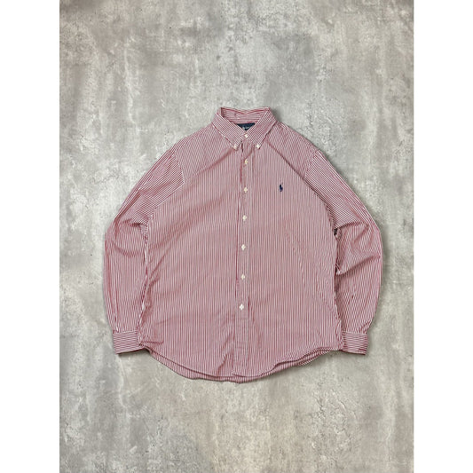 Vintage Polo Ralph Lauren Striped Print Long Sleeve Button Up Shirt Size Large