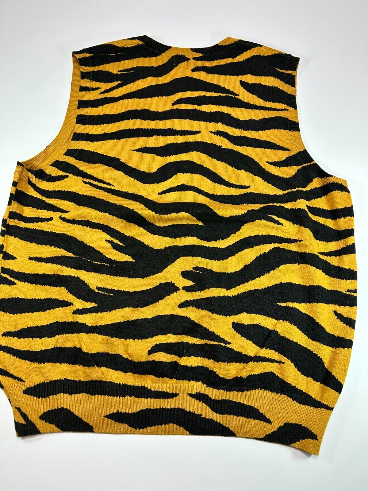 Stussy Tiger Stripe Print Ribbed Knit Sweater Vest Size Medium