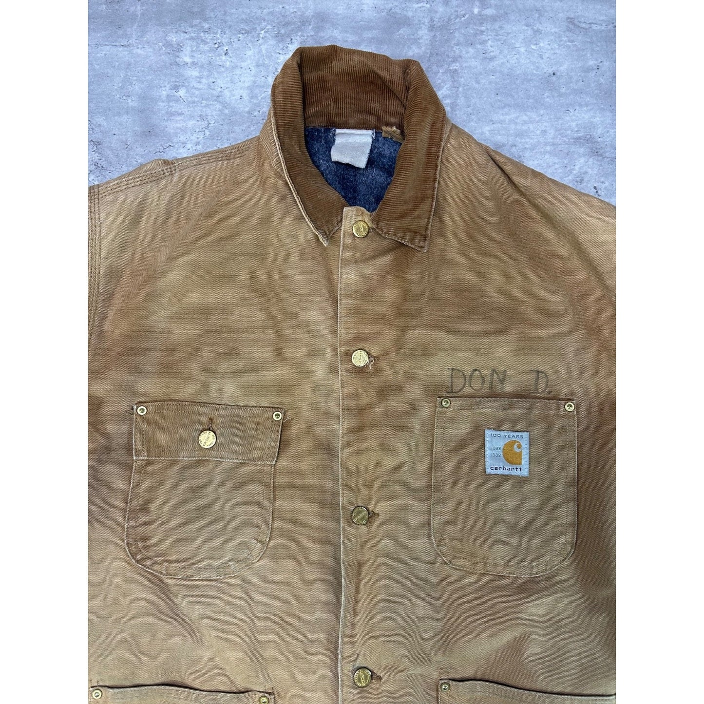 Vintage 1989 Carhartt Blanket Lined 100th Anni Canvas Workwear Chore Jacket XL