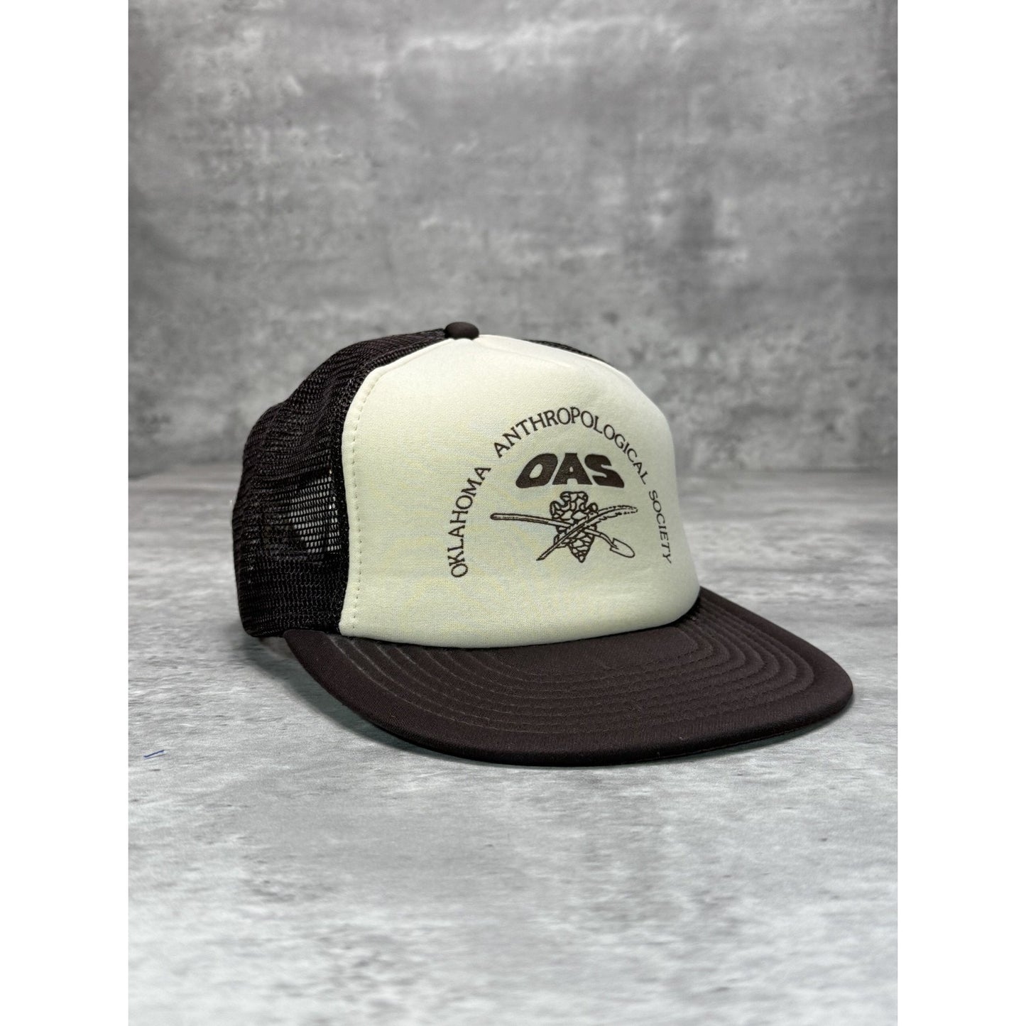Vintage 80s Oklahoma Anthroplogical Society Spellout Trucker Snapback Hat OSFA