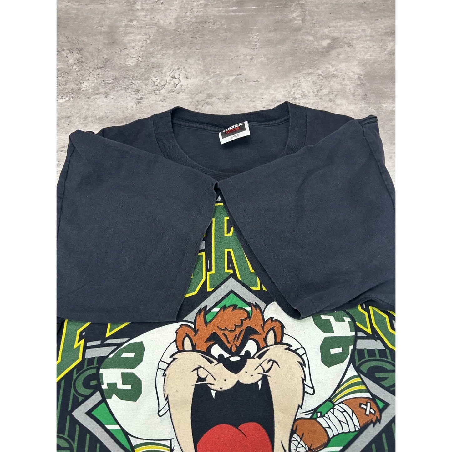 Vintage 1992 Green Bay Packers NFL Looney Tunes Taz Big Graphic T-Shirt Sz Large