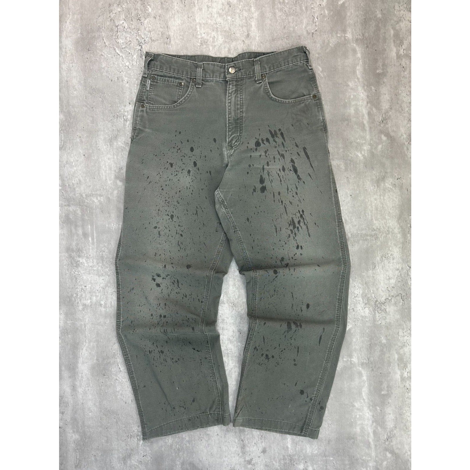 Vintage Carhartt Canvas Workwear Distressed Carpenter Pants Size 34