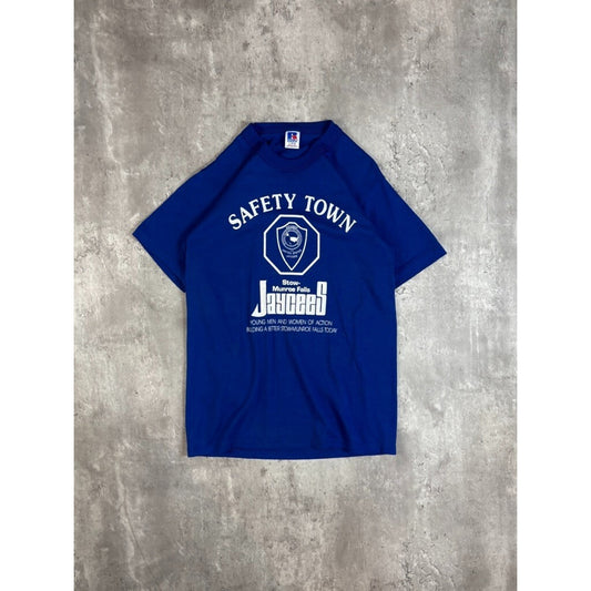 Vintage 1980s Jaycees Safety Town Destination Graphic T-Shirt Size Small Blue