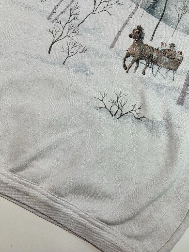 Vintage 90s Winter Landscape All Over Print Crewneck Sweatshirt Size Large