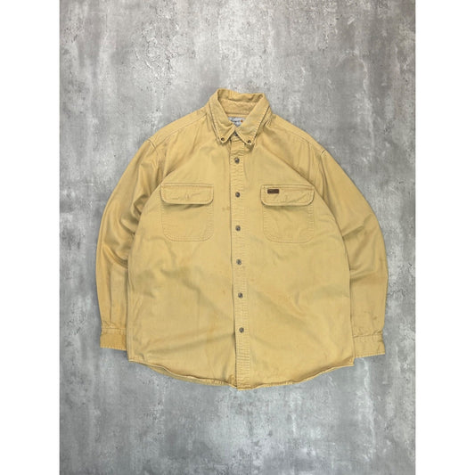 Vintage Carhartt Double Pocket Workwear Long Sleeve Button Up Shirt Size Large