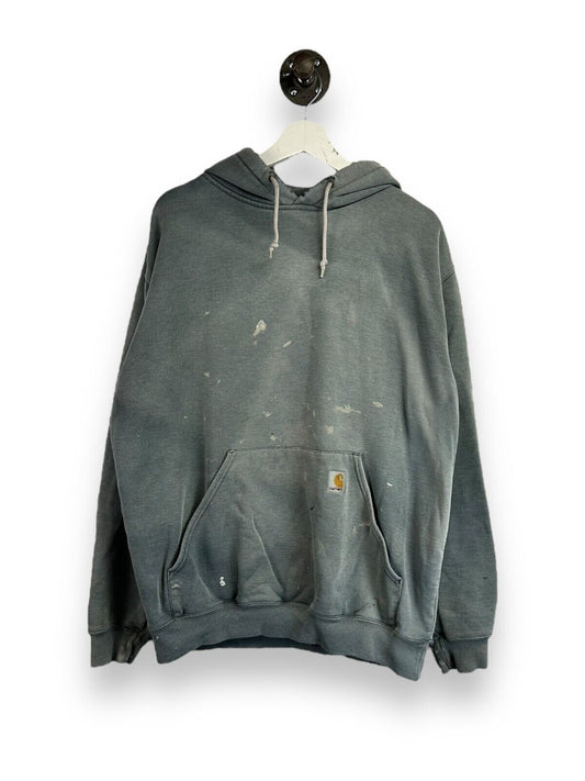 Vintage Carhartt Distressed Heavyweight Hooded Workwear Sweatshirt Sz Large Tall