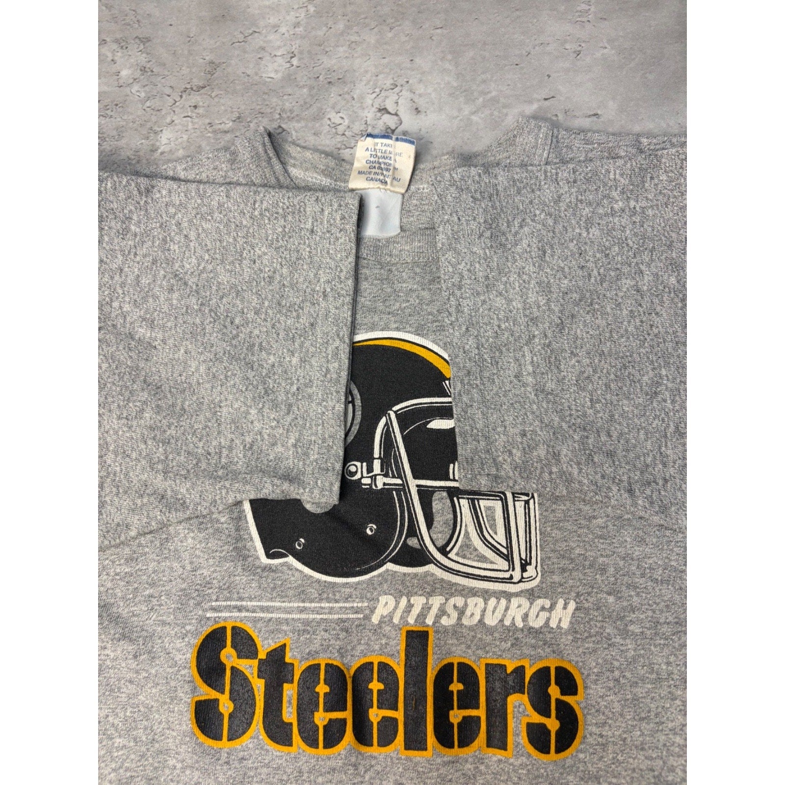 Vintage 80s Pittsburgh Steelers NFL Helmet Graphic Football T-Shirt Size Large
