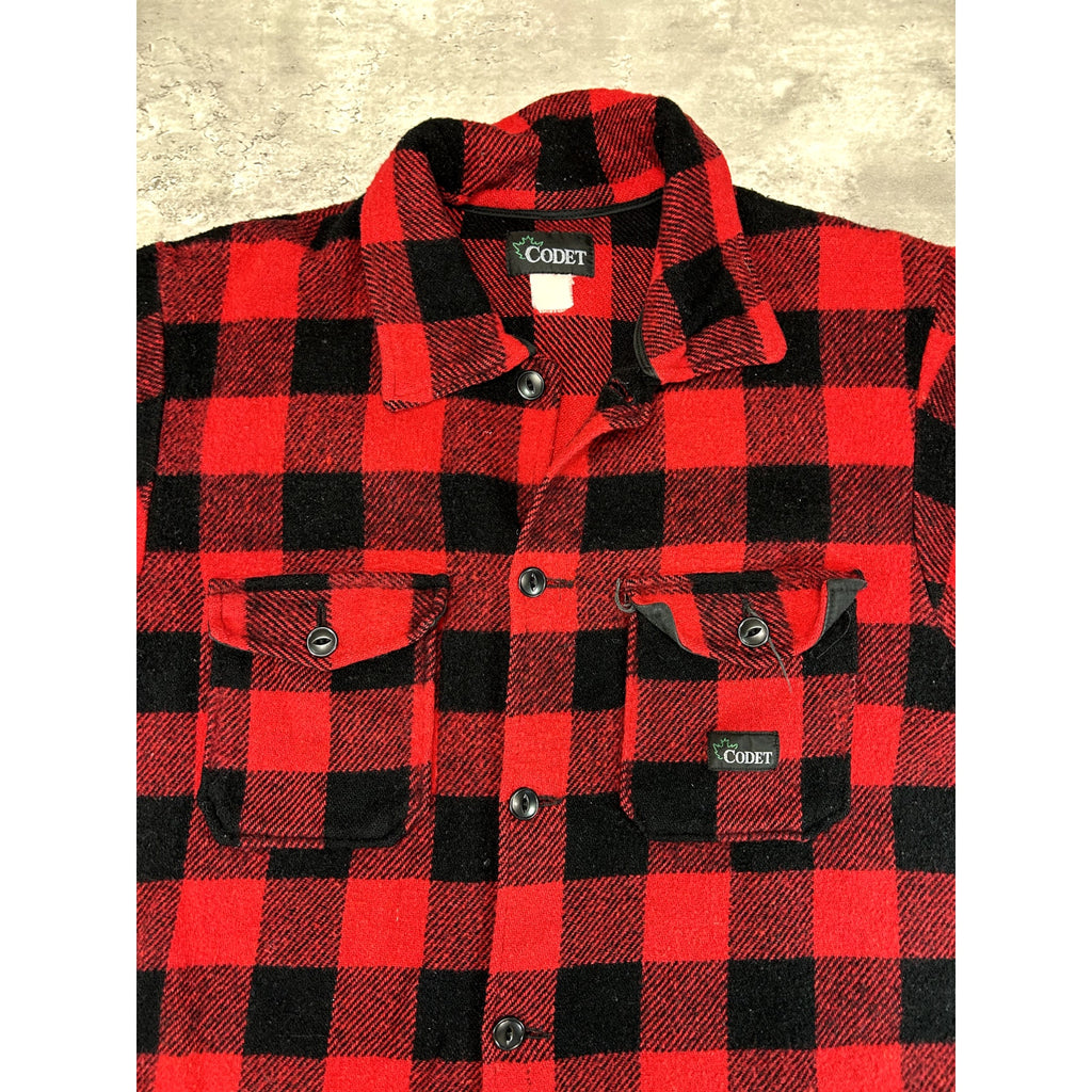 Vintage 80s/90s Codet Buffalo Plaid Heavy Flannel Jacket Size XL