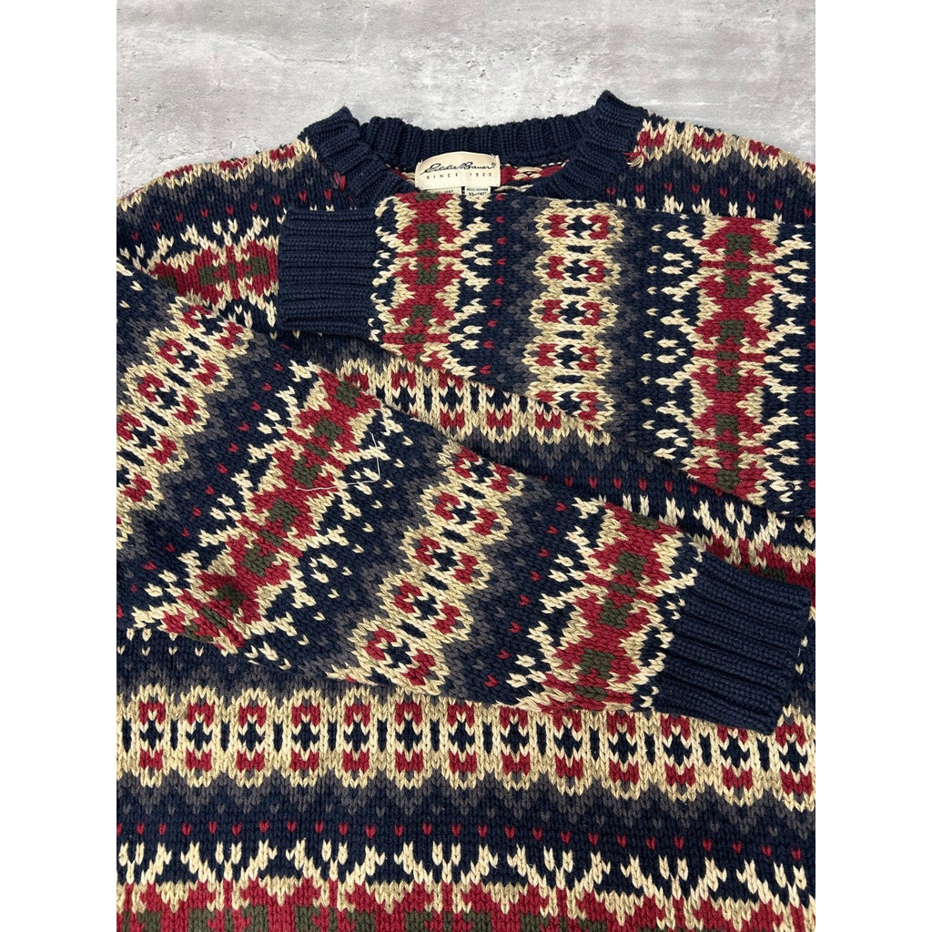 Vintage Eddie Bauer Abstract Striped Pullover Knit Sweater Size XL