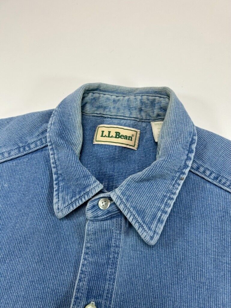 VTG 90s L.L. Bean Corduroy Double Pocket Long Sleeve Button Up Shirt Sz Medium