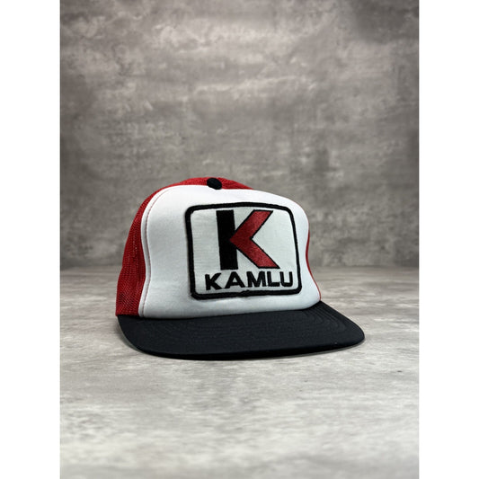 Vintage 1980s Kamlu Embroidered Patch Trucker Snapback Hat OSFA