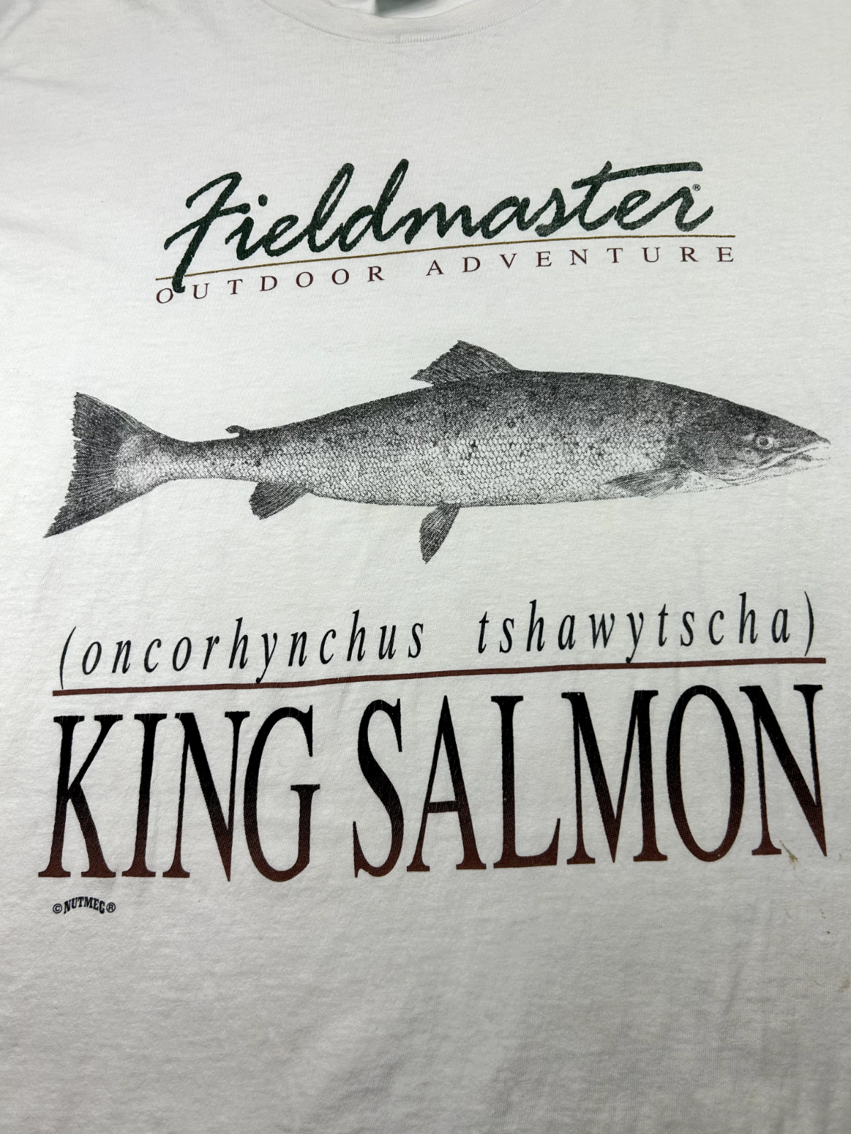 Vtg 90s Fieldmaster Outdoor Adventure King Salmon Fishing Graphic T-Shirt Sz XL