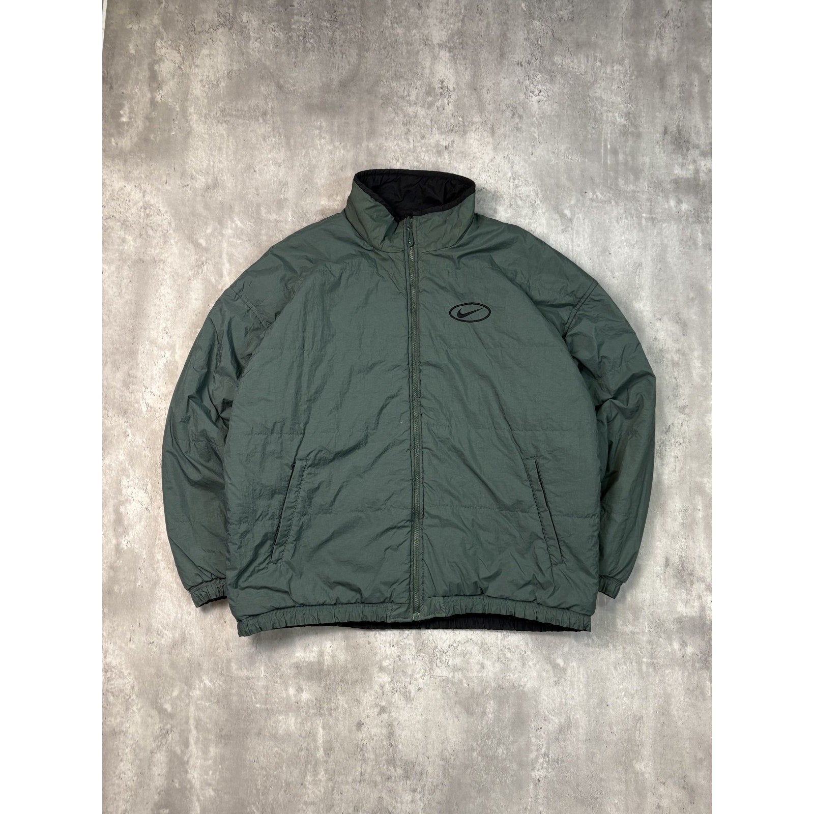 Vintage 90s Nike Embroidered Spellout Reversible Insulated Jacket Size XL