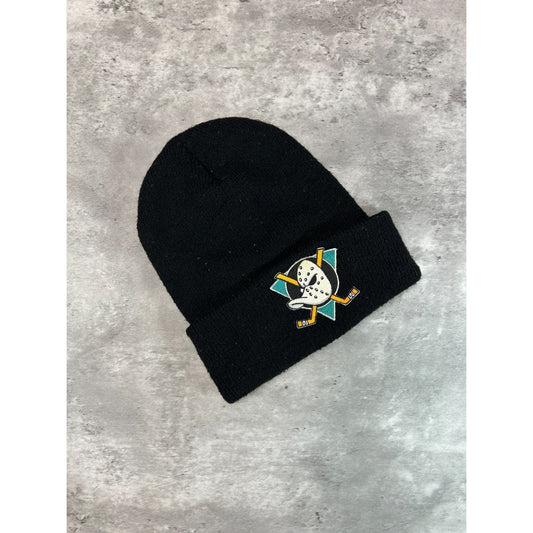 Vintage 90s Anaheim Mighty Ducks NHL Embroidered Logo Beanie Hat OSFA