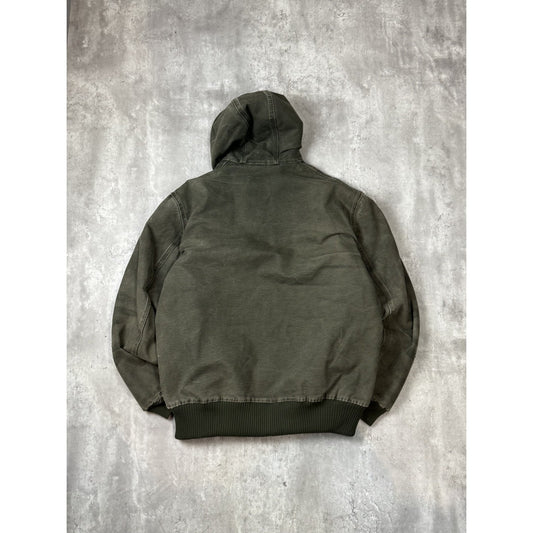 Vintage Carhartt Insulated Canvas Workwear Hooded Active Jacket Size LT
