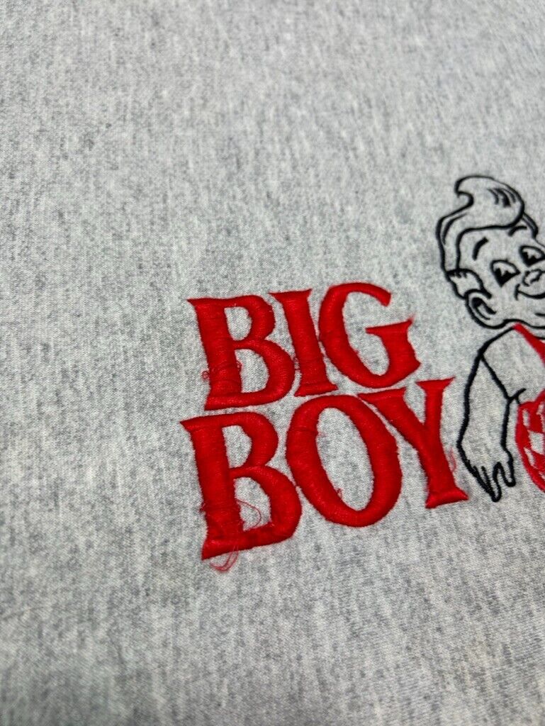 Vintage 90s Big Boy Cartoon Character Spellout Embroidered Sweatshirt Size Large