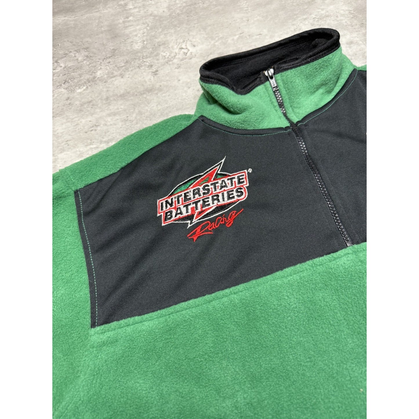 Vintage Bobby Labonte #18 NASCAR Interstate Fleece Sweatshirt Size XL Green