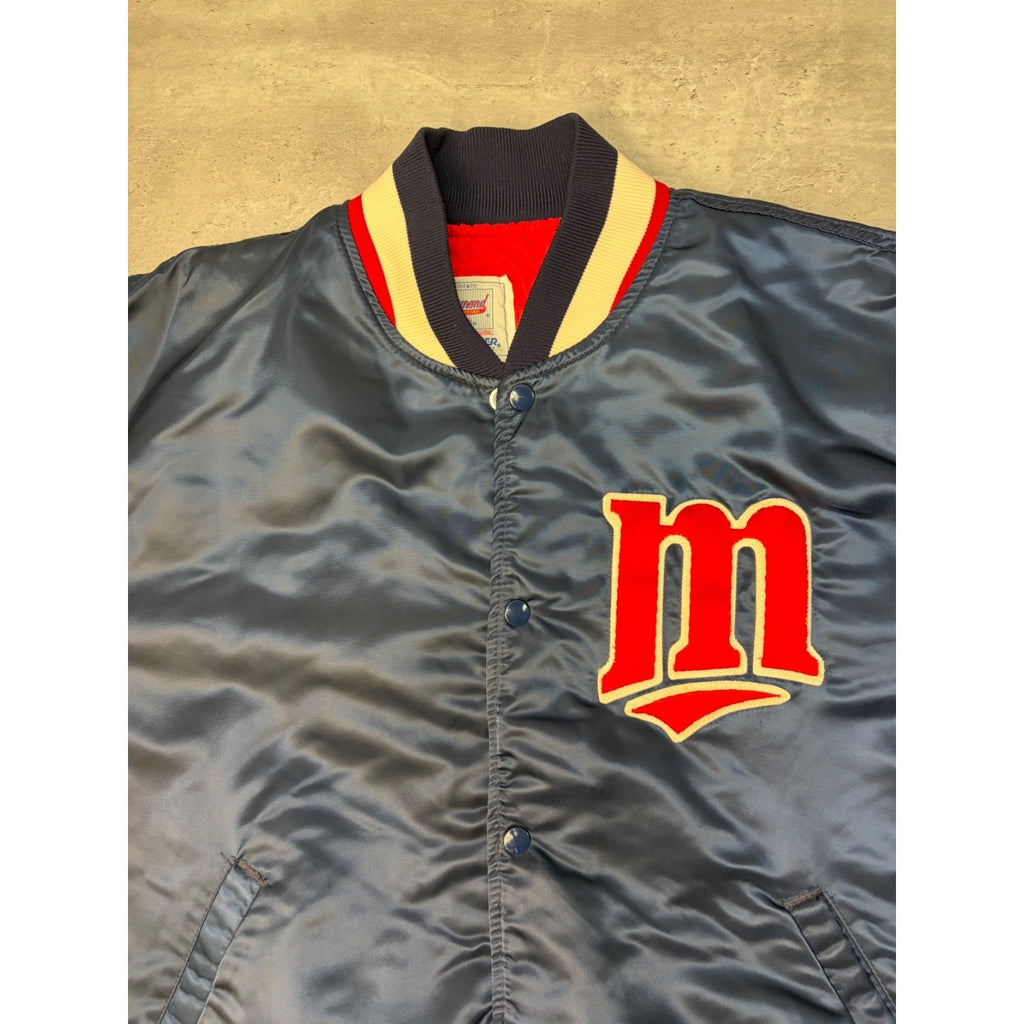 Vintage 90s Minnesota Twins MLB Embroidered Starter Satin Bomber Jacket Size XL