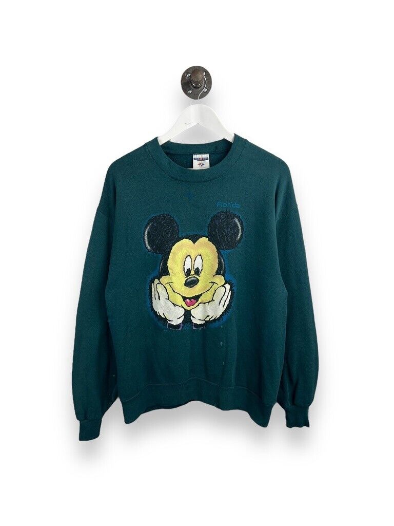 Vtg 90s Disney Mickey Mouse Florida Cartoon Character Graphic Sweatshirt Large