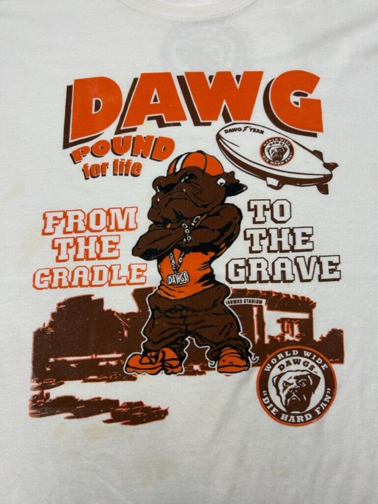 Vintage Cleveland Browns NFL Dawg Pound For Life Graphic Football T-Shirt Sz XL