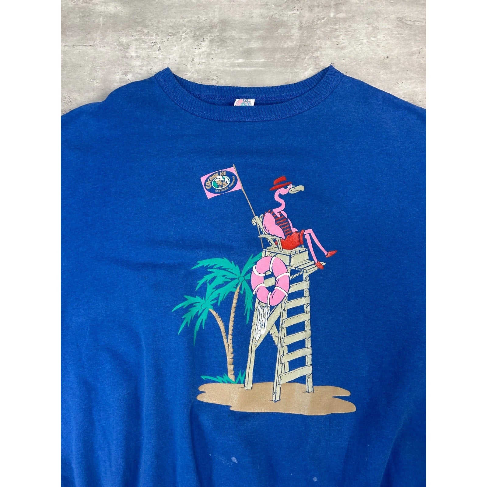 Vintage 80s/90s Flamingo Lifeguard Cartoon Graphic Sweatshirt Size XL
