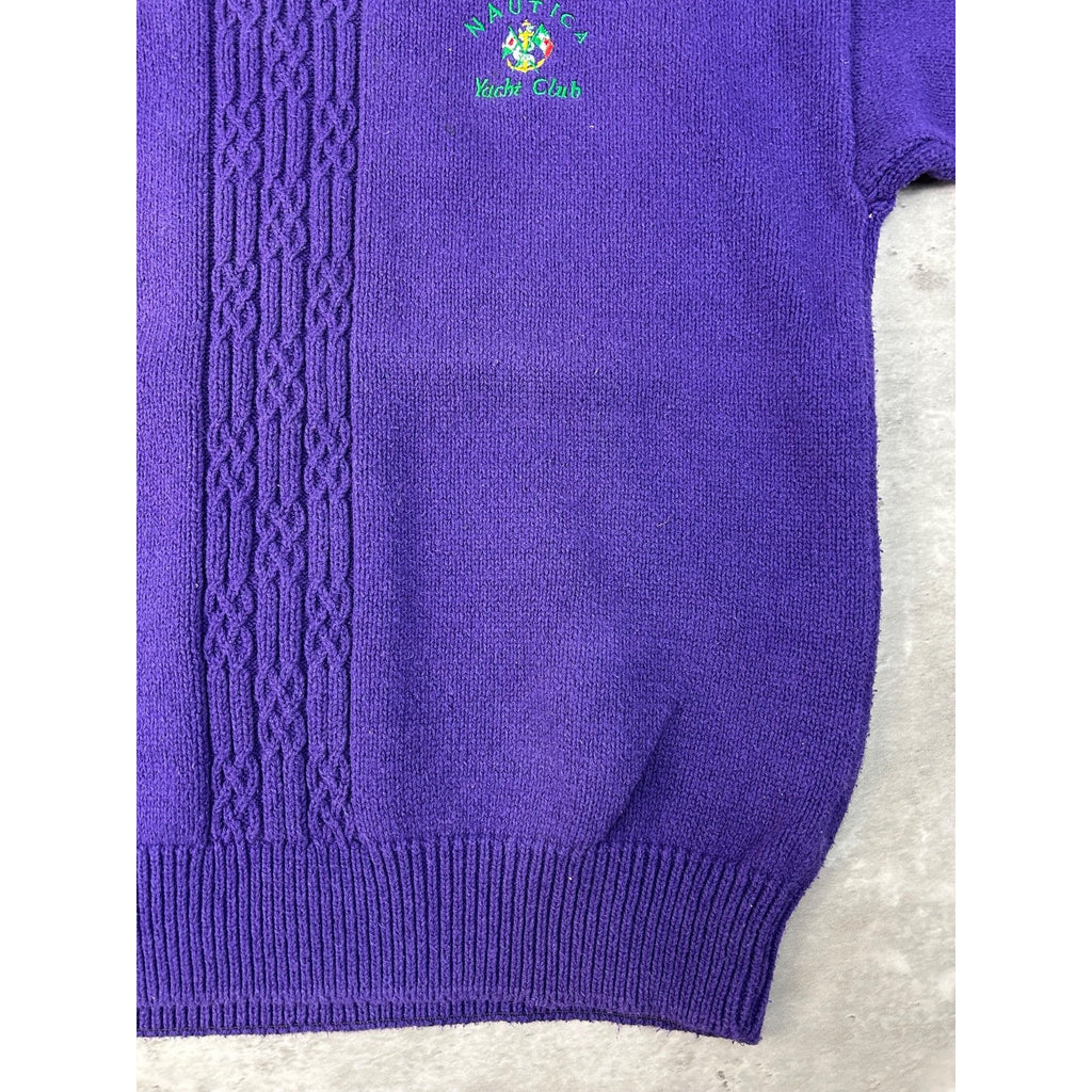 Vintage 90s Nautica Yacht Club Embroidered Pullover Knit Sweater Size Medium